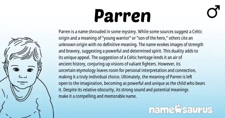 Infographic about Parren name meaning, Parren is a name from English, Celtic origin(s).