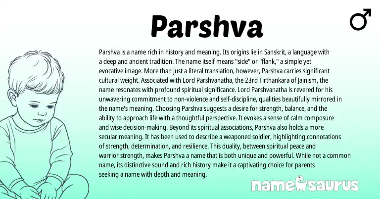 Infographic about Parshva name meaning, Parshva is a name from Indian, Sanskrit origin(s).