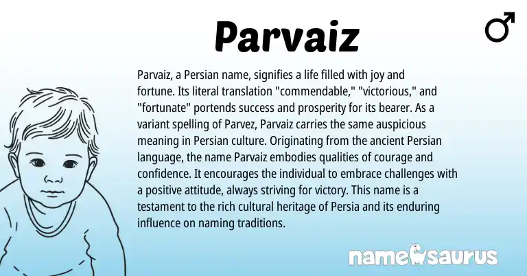 Infographic about Parvaiz name meaning, Parvaiz is a name from Persian origin(s).