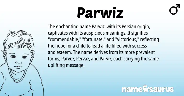 Infographic about Parwiz name meaning, Parwiz is a name from Persian origin(s).