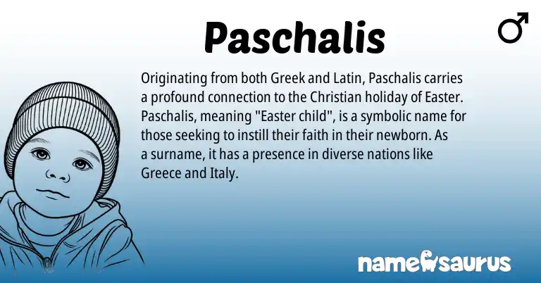 Infographic about Paschalis name meaning, Paschalis is a name from Greece, Latin, Greek origin(s).