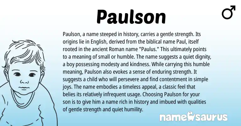 Infographic about Paulson name meaning, Paulson is a name from English, Biblical origin(s).