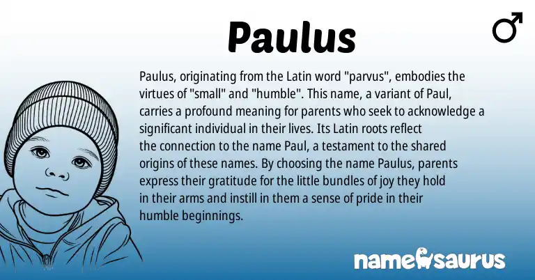 Infographic about Paulus name meaning, Paulus is a name from Latin origin(s).