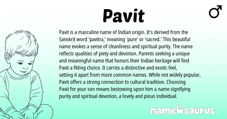 Infographic about Pavit name meaning, Pavit is a name from Indian, Sanskrit origin(s).