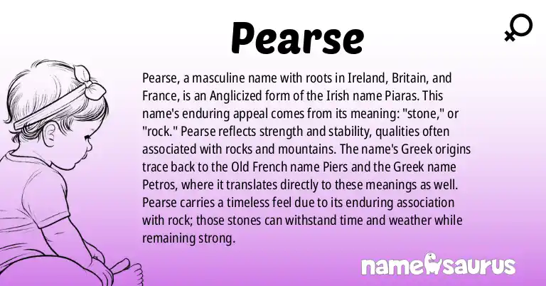 Infographic about Pearse name meaning, Pearse is a name from Irish, British, French, Greek origin(s).