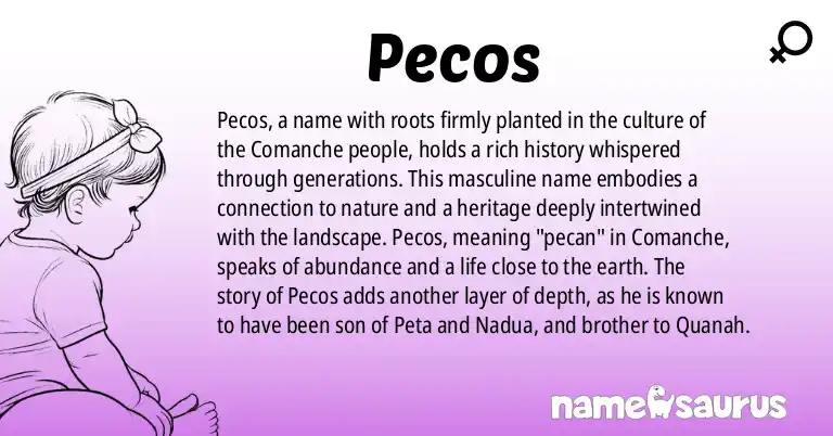 Infographic about Pecos name meaning, Pecos is a name from Comanche origin(s).
