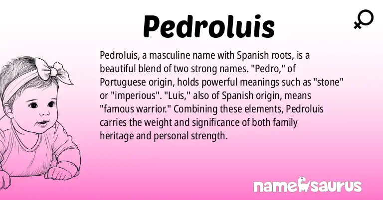 Infographic about Pedroluis name meaning, Pedroluis is a name from Spanish origin(s).