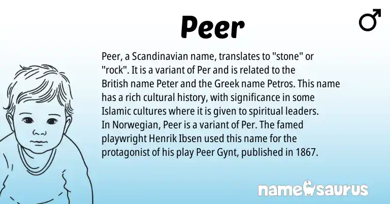 Infographic about Peer name meaning, Peer is a name from Norwegian, Scandinavian, British, Greek origin(s).