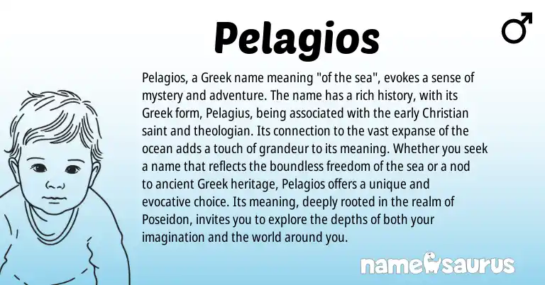 Infographic about Pelagios name meaning, Pelagios is a name from Greek origin(s).