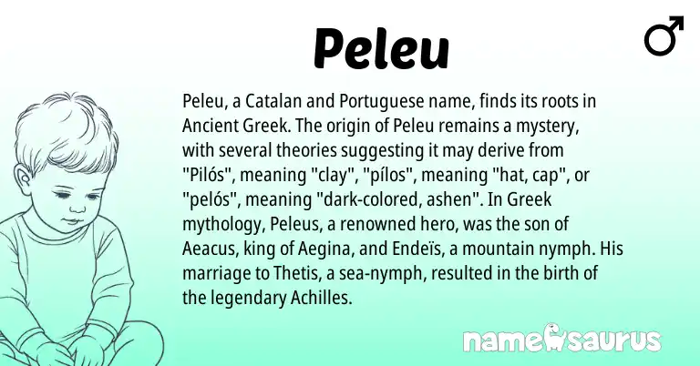 Infographic about Peleu name meaning, Peleu is a name from Ancient Greek, Greek, Catalan, Portuguese origin(s).