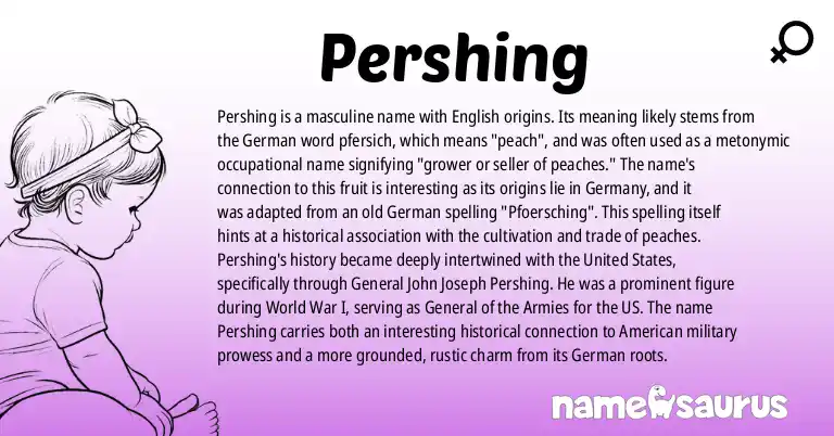 Infographic about Pershing name meaning, Pershing is a name from English (American) origin(s).