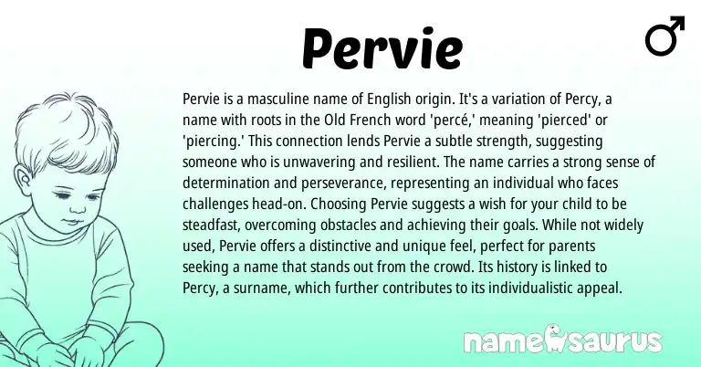 Infographic about Pervie name meaning, Pervie is a name from French, English origin(s).