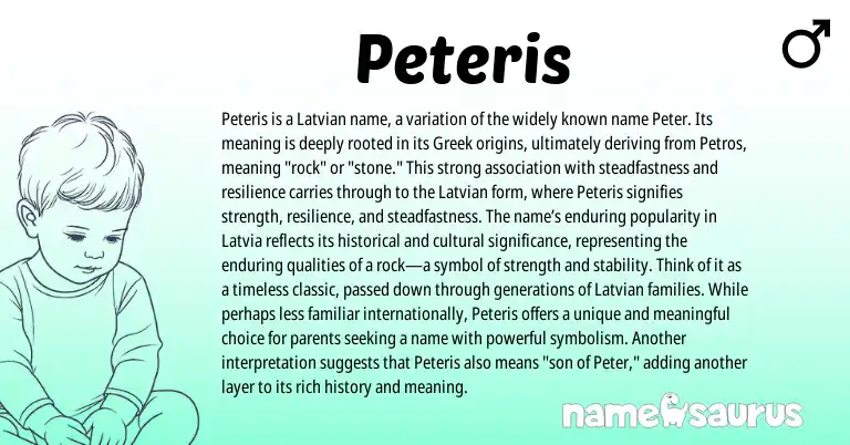 Infographic about Peteris name meaning, Peteris is a name from Latvian origin(s).