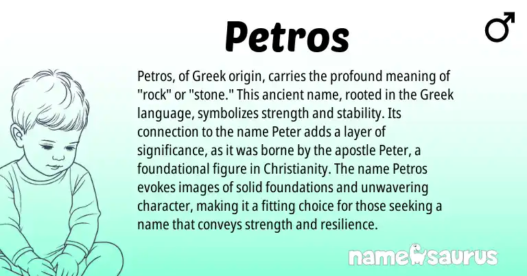 Infographic about Petros name meaning, Petros is a name from Christianity, Greek origin(s).