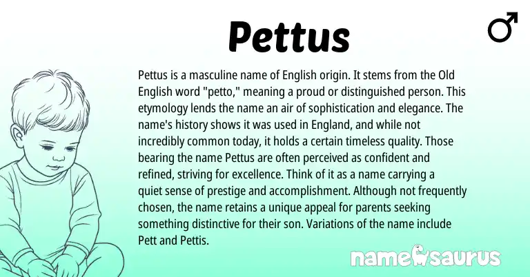 Infographic about Pettus name meaning, Pettus is a name from English origin(s).