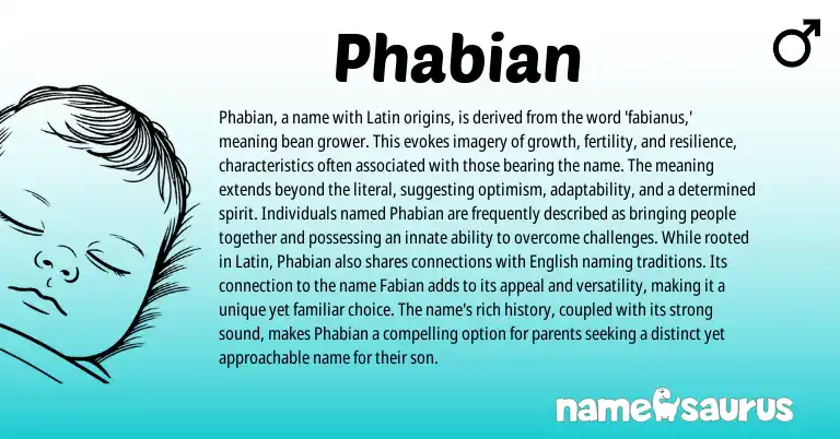 Infographic about Phabian name meaning, Phabian is a name from Latin origin(s).