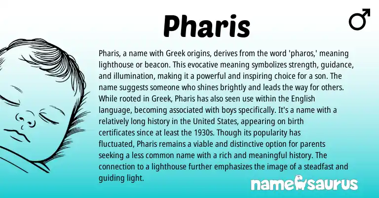 Infographic about Pharis name meaning, Pharis is a name from Greek origin(s).