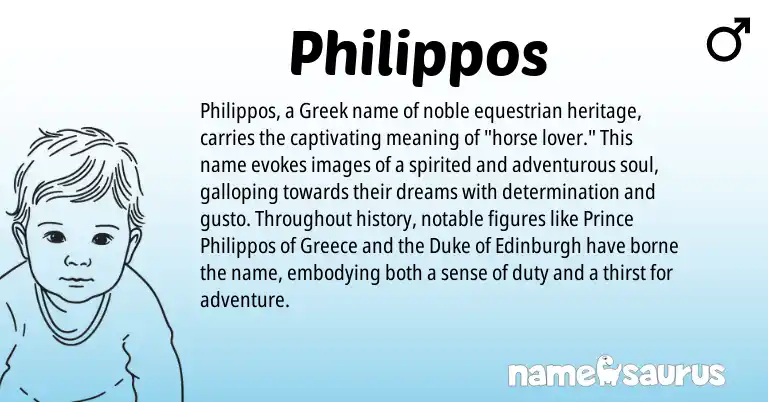 Infographic about Philippos name meaning, Philippos is a name from Greece, Greek origin(s).