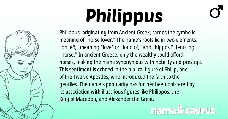 Infographic about Philippus name meaning, Philippus is a name from Ancient Greek, Greece origin(s).