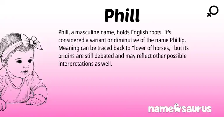 Infographic about Phill name meaning, Phill is a name from English origin(s).