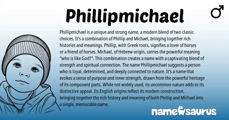 Infographic about Phillipmichael name meaning, Phillipmichael is a name from Hebrew, Greek origin(s).