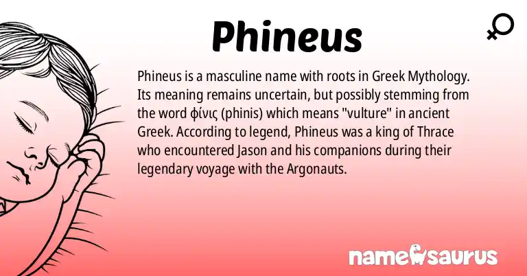 Infographic about Phineus name meaning, Phineus is a name from Greek Mythology origin(s).