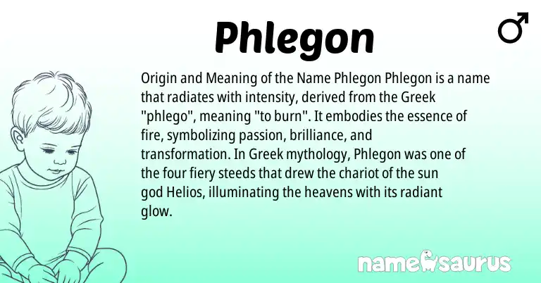 Infographic about Phlegon name meaning, Phlegon is a name from Greek origin(s).