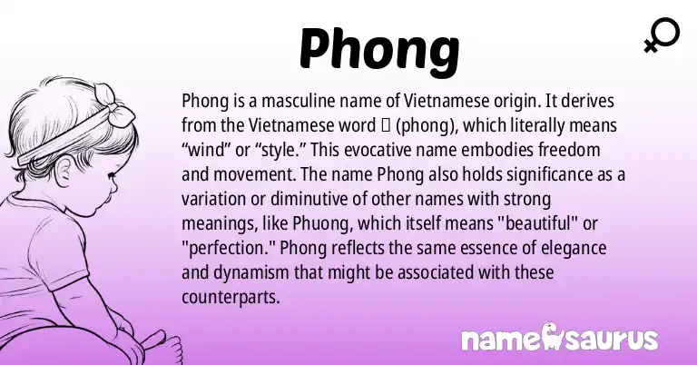 Infographic about Phong name meaning, Phong is a name from Vietnamese origin(s).