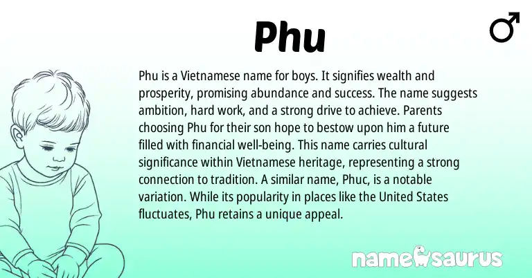 Infographic about Phu name meaning, Phu is a name from Vietnamese origin(s).
