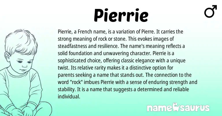 Infographic about Pierrie name meaning, Pierrie is a name from French origin(s).