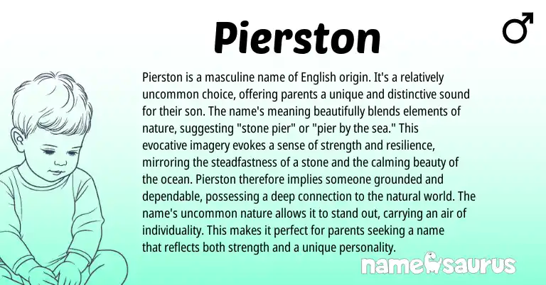 Infographic about Pierston name meaning, Pierston is a name from English origin(s).