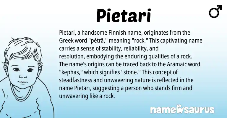 Infographic about Pietari name meaning, Pietari is a name from Aramaic, Finnish, Greek origin(s).