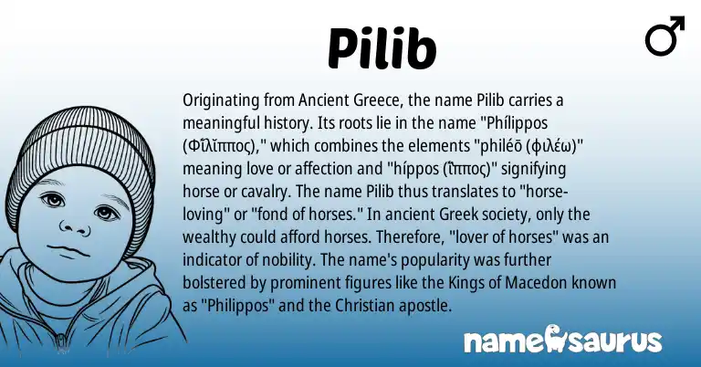 Infographic about Pilib name meaning, Pilib is a name from Greece, Greek origin(s).