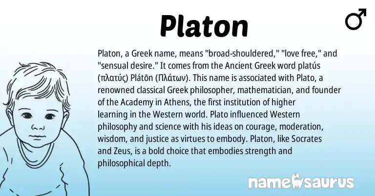 Infographic about Platon name meaning, Platon is a name from Ancient Greek, Greek origin(s).