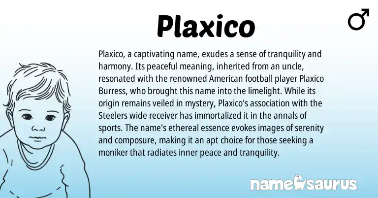 Infographic about Plaxico name meaning, Plaxico is a name from American origin(s).