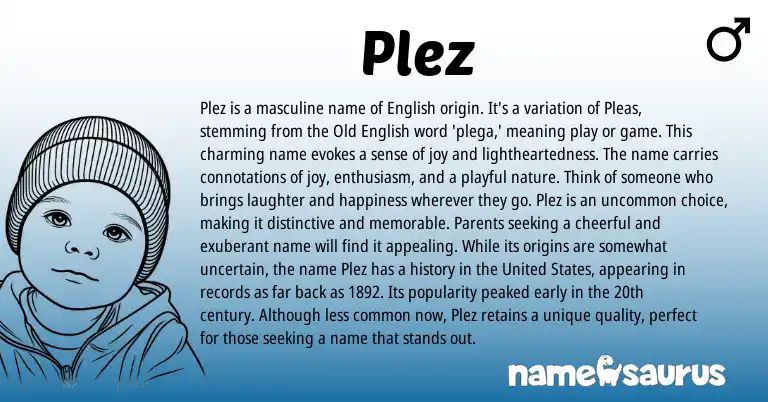 Infographic about Plez name meaning, Plez is a name from English origin(s).