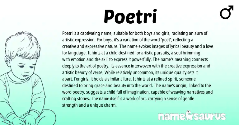 Infographic about Poetri name meaning, Poetri is a name from Javanese origin(s).