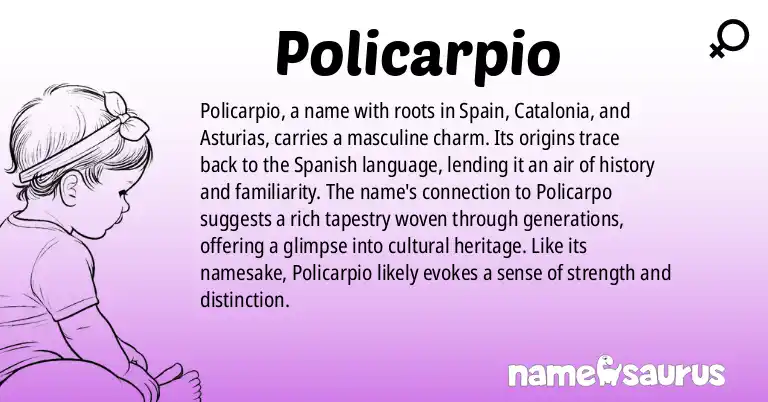 Infographic about Policarpio name meaning, Policarpio is a name from Spanish, Catalan, Asturian origin(s).