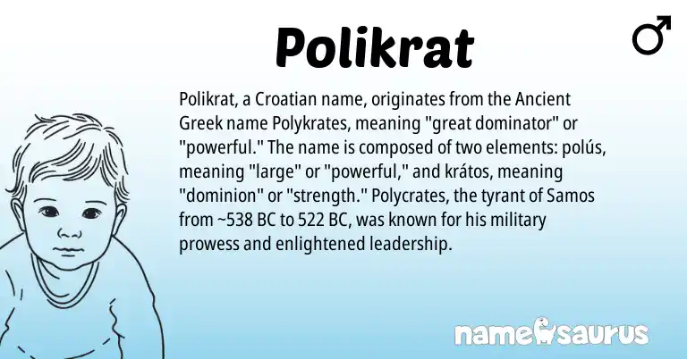 Infographic about Polikrat name meaning, Polikrat is a name from Croatian, Ancient Greek origin(s).