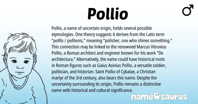 Infographic about Pollio name meaning, Pollio is a name from Roman, Latin origin(s).