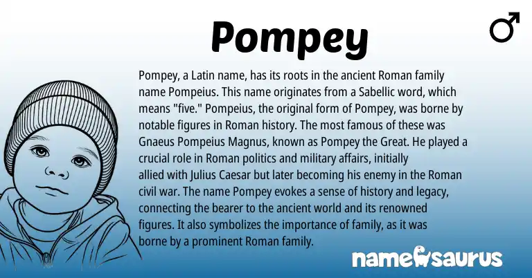 Infographic about Pompey name meaning, Pompey is a name from Roman, Latin origin(s).