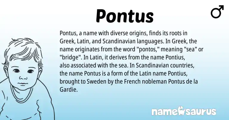 Infographic about Pontus name meaning, Pontus is a name from Scandinavian, French, Latin, Greek origin(s).
