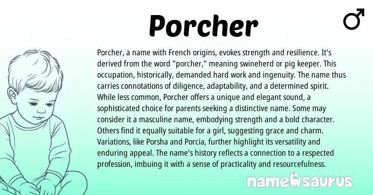 Infographic about Porcher name meaning, Porcher is a name from French origin(s).