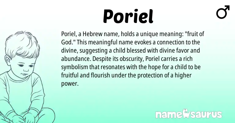 Infographic about Poriel name meaning, Poriel is a name from Hebrew origin(s).
