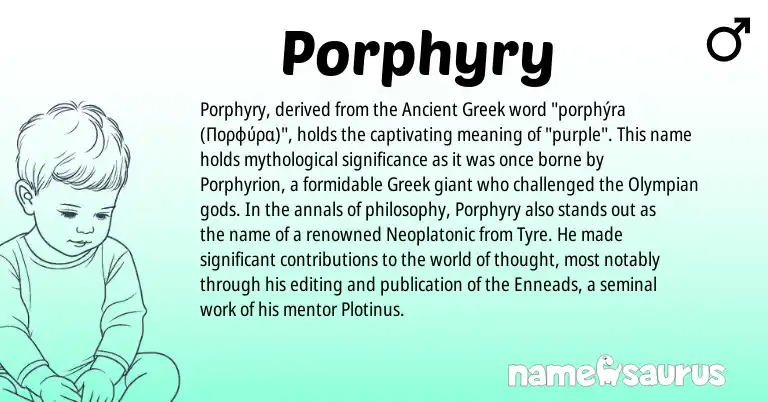 Infographic about Porphyry name meaning, Porphyry is a name from Ancient Greek, Greek origin(s).
