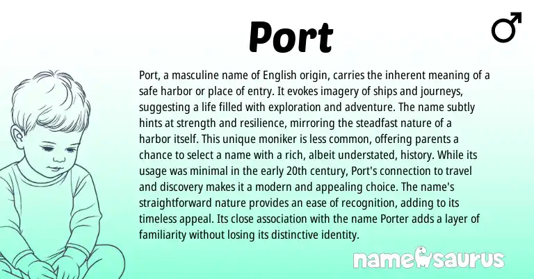 Infographic about Port name meaning, Port is a name from English origin(s).