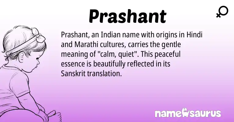 Infographic about Prashant name meaning, Prashant is a name from Indian, Hindi, Marathi, Nepali origin(s).