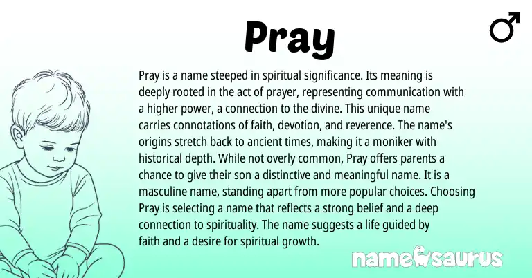 Infographic about Pray name meaning, Pray is a name from English origin(s).