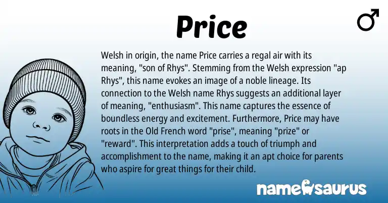 Infographic about Price name meaning, Price is a name from Welsh, Old French origin(s).