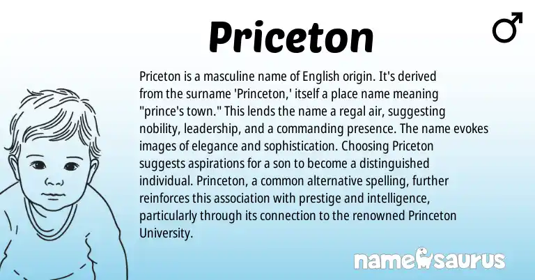 Infographic about Priceton name meaning, Priceton is a name from English origin(s).